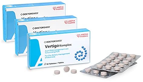 Vertigo Komplex - Hilft schnell bei Schwindel, Reise- und Seekrankheit und Ohrensausen - Fördert die Durchblutung - Mit Gingko Biloba und Ingwer (30 Tabletten) - 3er Pack