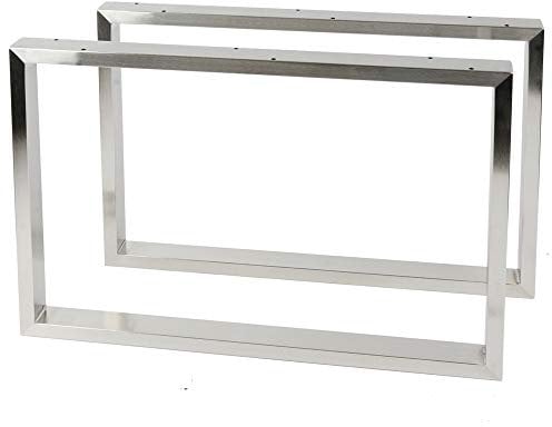 Montixx® 2X (1 Paar) Quadrat-Couchtisch & Tischkufen Bank Tischuntergestell B 80cm x H 40cm Edelstahl