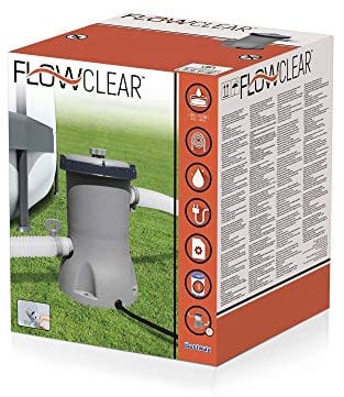 Bestway 530gal Flowclear Filter Pump, Above Ground Pool Cleaner for 1,100L–14,300L Pools, Includes Replaceable Cartridge, 480gal/h System Flow Rate