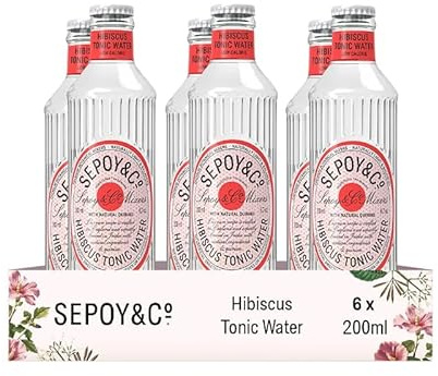 SEPOY & CO. Hibiscus Tonic Water - 200ml (Pack of 6) | Premium G&T Cocktail Mixer, Low Calorie, Less Sugar, Sparkling, 100% Natural Ingredients