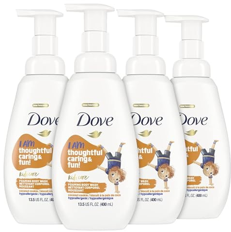 Dove Foaming Body Wash 4 Count For Kids Coconut Cookie Sulfate-Free Skin Care, 13.5 Fl Oz