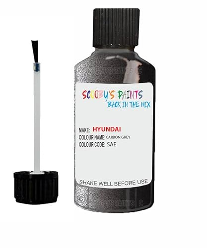 SCOOBYS PAINTS BACK IN THE MIX Touch Up Paint For Hyundai I10 Carbon Grey Sae 2010-2016 30Ml Bottle Brush Scratch Stone Chip Repair Pen