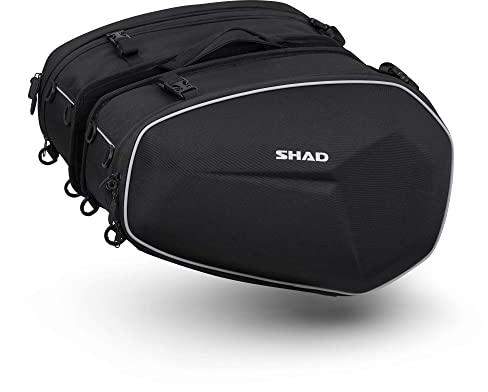E-BIKERS SHAD E48 PAAR UNIVERSAL HALBFESTE MOTORRAD-Taschen erweiterbar von 46 bis 58 Liter, schwarz