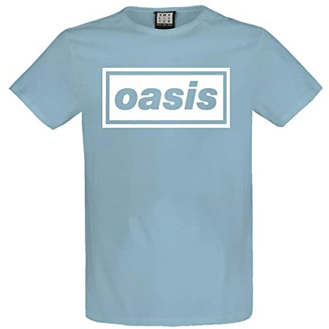 Amplified Oasis Logo Tee Shirt Crew Neck Loose Fit Short Sleeve Strange Blue S