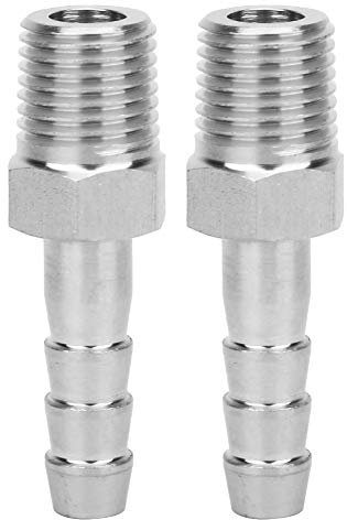 Giunto Portagomma, 2PCS 1/4in Giunto Portagomma in Acciaio Inossidabile Giunto Ad Innesto Rapido Raccordo per Tubo Filettatura Maschio BSPT, Connessione Rapida Ai Raccordi per (BSPT1/4-8mm)