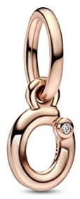 PANDORA Buchstabe o Handschrift Charm-Anhänger aus Sterlingsilber mit Zirkonia in der Farbe Roségold, Kompatibel mit PANDORA Moments Armbänder, 782468C01