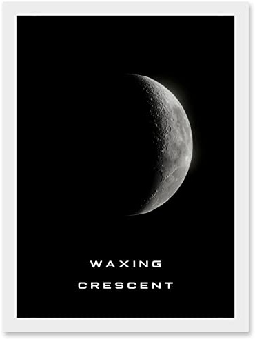 Artery8 Phases of the Moon Astronomy Waxing Crescent Lunar Space Poster Artwork Framed Wall Art Print A4