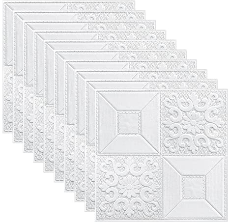 Lot de 50 panneaux muraux 3D 35 x 35 cm - Papier peint brique 3D - Autocollants muraux en mousse pour salon, chambre à coucher