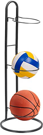 sourcing map Basketball Ball Storage Rack, 3 Tier Sports Equipment Storage Organizer Removable Vertical Display Stand for Volleyball Football Basketball Badminton