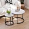 Smuxee Weißes Nesting Couchtisch-Set (2-teilig), 60 cm Runder Stapeltisch mit Holzoptik & höhenverstellbaren Anti-Rutschfüßen, Industrieller Beistelltisch für Wohnzimmer Schlafzimmer