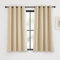 KGORGE Thermovorhänge gegen Hitze Blackout Vorhang Fenster Gardinen 2er Set 145 x 140 cm(HxB) Verdunklungsvorhänge Ösen Blickdicht, Biscotti Beige
