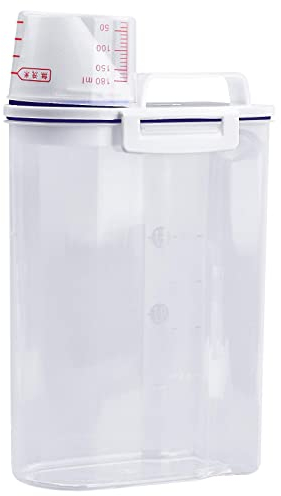 Hoxfly Recipiente De Comida Para Mascotas, Transparente Mascota Comida Almacenamiento Contenedor, Contenedor Comida Perro Con Vaso Medidor Para Cereales, Arroz, Perros, Gatos (2.7 L/30x14x7.5cm