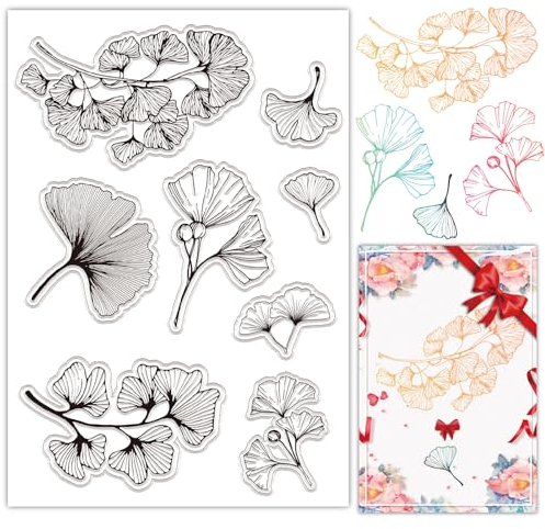 craspire Blätter, Durchsichtige Gummistempel, Ginkgoblätter, Frühling, Herbst, Pflanze, Transparent, Poststempel, Silikonsiegel, Stempel, DIY, Scrapbooking, Papier, Basteln, Karten, Fotoalbum