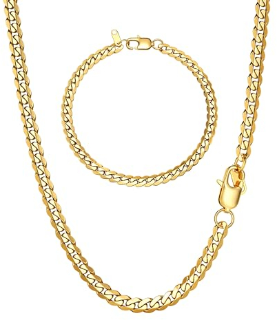 LOLIAS Gold Chain Men 5/9mm Width, 18 20 22 Length, Gold Tone 316L Stainless Steel Mens Chain Necklace Bracelet for Boy Hip Hop Gold Necklace Men's Jewellery