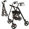 MobiQuip Aluminium Rollator, 4 Wheeled Walker with Seat and Storage Basket, Weighs Just 6.4kg Lightweight Folding Mobility Aid, Easy to Fold Walking Frame, for Elderly or Disability, Black