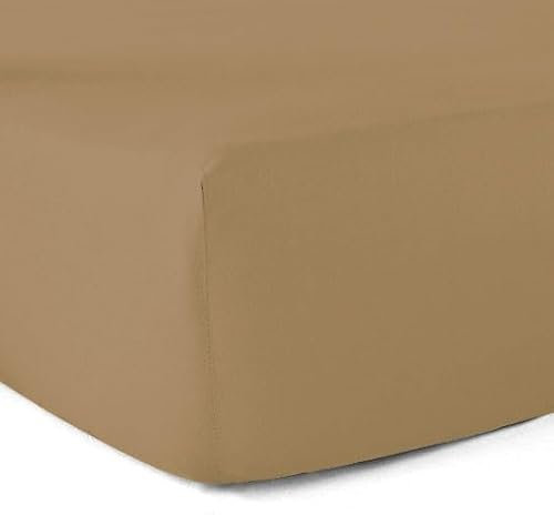 Drap-Housse 100% Coton 57 Fils - Ocre - 90 x 190 cm - Bonnet 30 cm