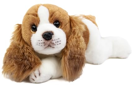 Teddys Rothenburg Kuscheltier Hund Cavalier 30 cm liegend braun/weiß Plüschhund Plüschtier