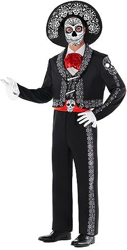 Morph Déguisement Homme Dia de los Muertos, Costume Halloween, Fête des Morts, L