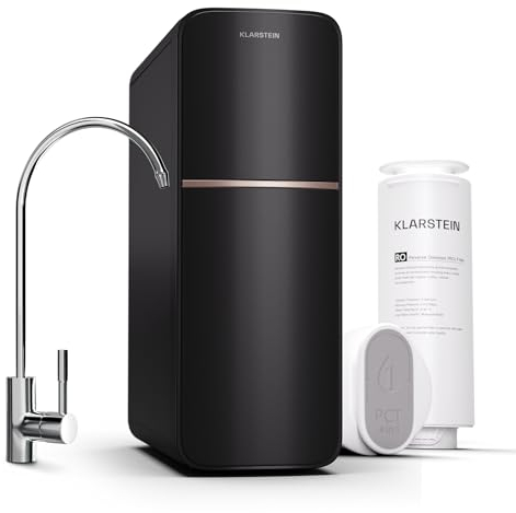 KLARSTEIN Filtraggio Acqua per Casa, Sistema di Filtraggio Acqua 400GPD, Filtro Osmosi Inversa Acqua Potabile, Filtrazione a 5 Stadi, 2 Filtri, 99.99% di Purità, Montaggio Veloce, Sistema Osmosi