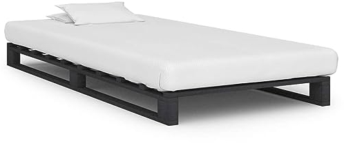 ARKEM Palettenbett Bettgestell Bett Holz Betten Paletten Bett Massivholzbett Grau Massivholz Kiefer 90×200 cm