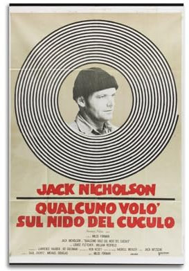 Leinwandposter One Flew Over The Cuckoo's Nest, Raumdekor, Poster für Schlafzimmer, Wohnzimmer, Wände, 30 x 45 cm, ungerahmter Stil