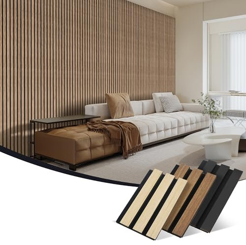 DRQ 3 Pack Wood Panels for Wall and Ceiling, 7×4 Wall Panels for Interior Wall Decor, 3D Fluted Wood Wall Panels, Wood Slat Wall Panel for Stylish Decor and Noise Reduction, Sample 3 Colors