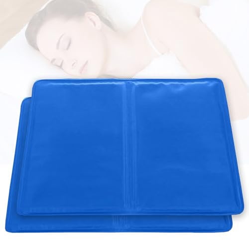 ATEK Gel Cooling Mats, 2 Pieces Gel Pillow Pads for Night Sweats, Heat Absorbing Cushions for Better Sleep, Comfortable Cushions Dissipates Heat Increases Sleep Quality (Blue)