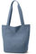 MAYMOONER Canvas Tote Bag Damen Handtasche Große Umhängetasche mit Reißverschluss und Innentasche für College Schule Arbeit Einkaufen (Blau)