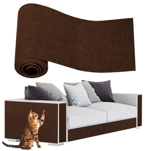 ENONCI Alfombrilla para rascar gatos, protectores de arañazos autoadhesivos para sofá, alfombras y muebles, protector de sofá reutilizable (marrón, 15.7 x 78.7 pulgadas)