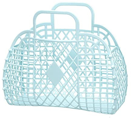 Tragbarer Hohler Aufbewahrungskorb aus Kunststoff, Faltbare Tasche für Zuhause, Strand, Einkaufen, Kleidung, Spielzeug (250 x 110 x 220 mm/9,84 x 4,33 x 8,66 Zoll)