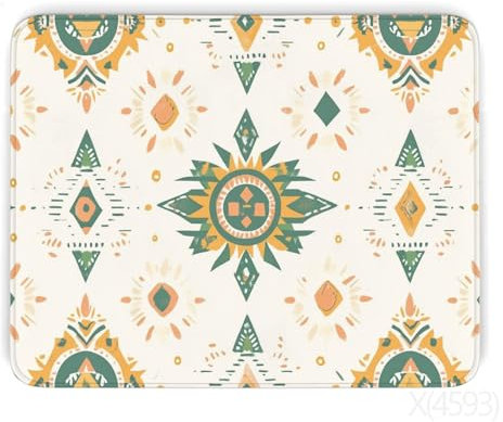 Mouse Pad Bohemia Gaming Mouse Mat Large 350x250x3mm XXL Mouse Pad Yellow Desk Mat Improved Precision and Speed, Mousemat Non Slip Rubber Base, Keyboard Mat for Office Home Decor, Gifts for Women