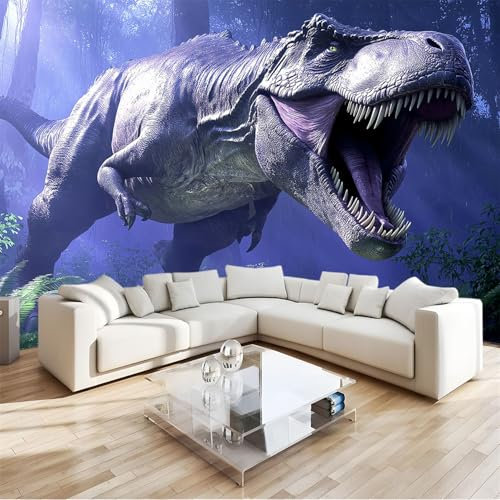 Photo Wallpaper Dinosaur Purple Jungle Wall Mural Purple Large Poster 250 x 175 cm (WxH) for Living Room Bedroom Tv Background Wall Home Decoration