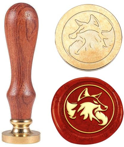 Hobbspring 1pc Fuchs Wachs-Siegel-Stempel Vintage Tier Wachs-Siegel-Stempel 25mm abnehmbaren Messingkopf Stempels mit Holzgriff für Zurück zur Schule Geschenk Hochzeit Dekor Zurück zur Schule