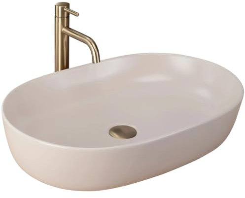 GTM Design Aufsatzwaschbecken Matt Modern Waschbecken ohne Hahnloch - Elegant Aufsatzwaschbecken Oval für Badezimmer und Gäste WC - nur Bad Waschbecken - Modell 2