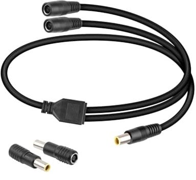 YANBORONSN DC7909 Y-Verteiler-Adapterkabel, DC 1 Stecker 2 Buchsen Solarstromkabel für Solarpanels und tragbare Stromversorgung mit 2 DC7909 Stecker/Buchsen-Wandlern (3FT)