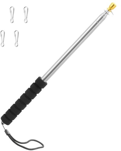 Difounmas Mástil telescópico de 3 metros, juego de mástil de bandera telescópico, color azul, extensible con 4 mosquetones, para guías de viaje, camping, profesores, excursiones, competiciones