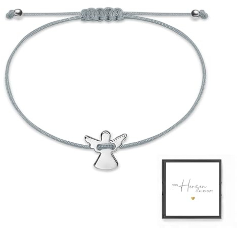 Schutzengel Schulanfang Armband Silber mit Verstellbarem Geflochtenem Seil - Engel Armbändchen als Geschenke zur Einschulung - Schulkind 2025 Schulanfang Geschenke für Mädchen & Jungen
