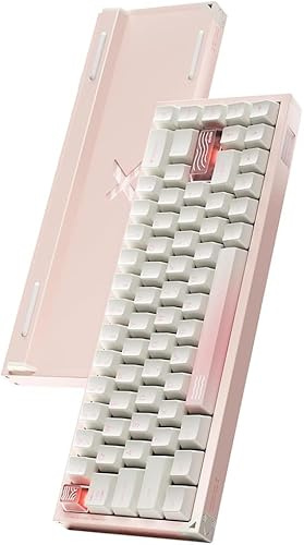 Piifox Defender 68 Gaming Keyboard Wired Hot Swappable Gasket Mount RGB Custom Key Board (Pink)