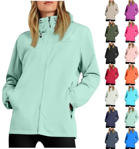 KOG Damen Regenjacke Wasserdicht Windjacke Basic Fahrradjacke Motorrad Jacke Einfarbig Bekleidung übergangsmantel Elegant Bomberjacke Outdoor Jacken Frauen Regencape Oversize Steppjacke Windbreaker