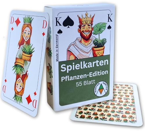 Karten Garten Spielkarten Pflanzen-Edition | 55 Karten inkl. 3 Joker | Made in Germany, CO₂-neutral gedruckt & plastikfrei produziert | Kartenspiel mit Pflanzenmotiven | Geschenk für Pflanzenliebhaber