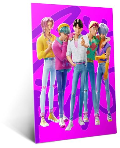 Displate Metallposter KPop Demon Hunters Wandbild - Netflix - Saja Boys: Vibrant Virtual Idols - Huntrix Kpop Geschenk - Premium Wanddekoration Wand Deko Wohnzimmer Film Poster - 32 x 45 cm