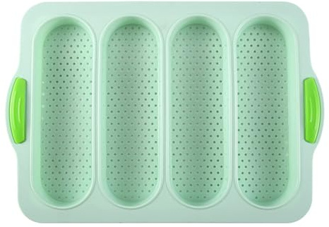 Osmond 4-Slot French Cake Mold French DIY Small Bread Mold Non-Stick Easy-to-Release Baking Tray Green