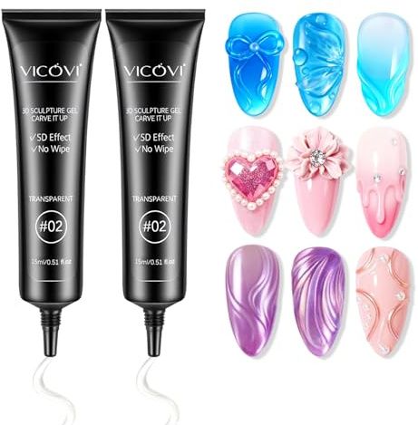 LOPHE 3D Gel Nail Art 30ml, Multifunktionell Rhinestone Glue Gel, Charms Glue für Nagel Carving, Sculpting, Nagelmodellage, Chrome Nail Powder