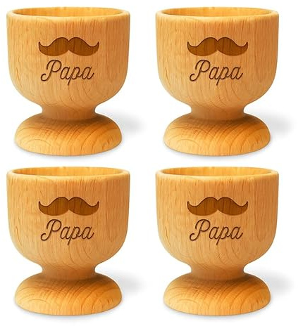 mabouteille.fr Coquetier œuf Personnalisable - Coquetier en Bois, Gravure Laser Texte & Logo [ Oeuf a la Coque ] (x4)