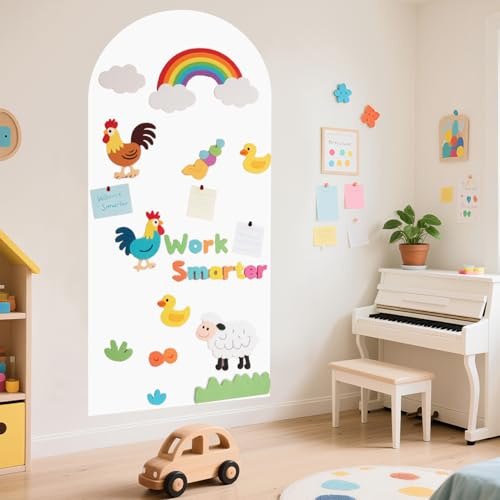 FOTSHARER Magnetische Wandaufkleber 100 x 45 cm Weiße Kreidetafel Kontaktpapier Abzieh- und Aufklebe-Selbstklebende magnetische Wandtafelaufkleber mit 36 Magnetbuchstaben für das Spielzimmer zu Hause
