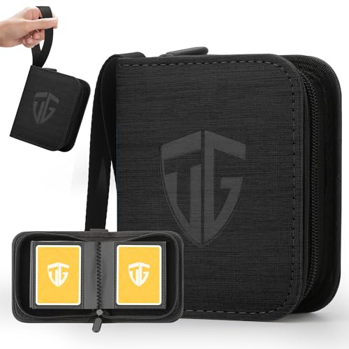 TCGUARD Mini Sammelkarten Album mit 40 Karten Fassungsvermögen, Reißverschluss 1-Fach Binder für TCG- & Sportkarten, Tragbares Geschenk für Sammler, Yugioh Schwarz