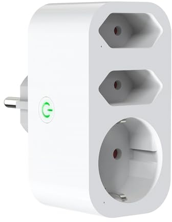 Smarte WLAN Doppelstecker mit USB, 16A 3680W Mehrfachstecker mit 2×Type-C, 1×Type F, WiFi Fernsteuerung, Sprachsteuerung, Zeitsteuerung, Stromverbrauchsmessung