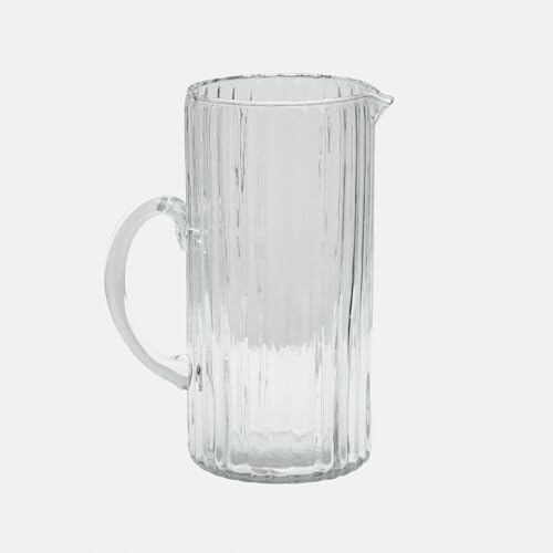 LOBERON Krug Solerón - Mundgeblasen - Elegante Riffelstruktur - Spülmaschinenfest - Servierkaraffe - Tischaccessoires - Glas, klar