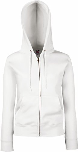 Fruit of the Loom - Giacca sportiva da donna con cappuccio, felpa con cappuccio, Donna, bianco, M (12)