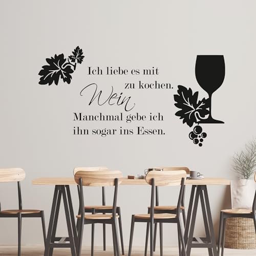 GRAZDesign Wandtattoo Küche Spruch Ich liebe es mit Wein zu kochen | Küchenaufkleber - 74x40cm / 080 braun